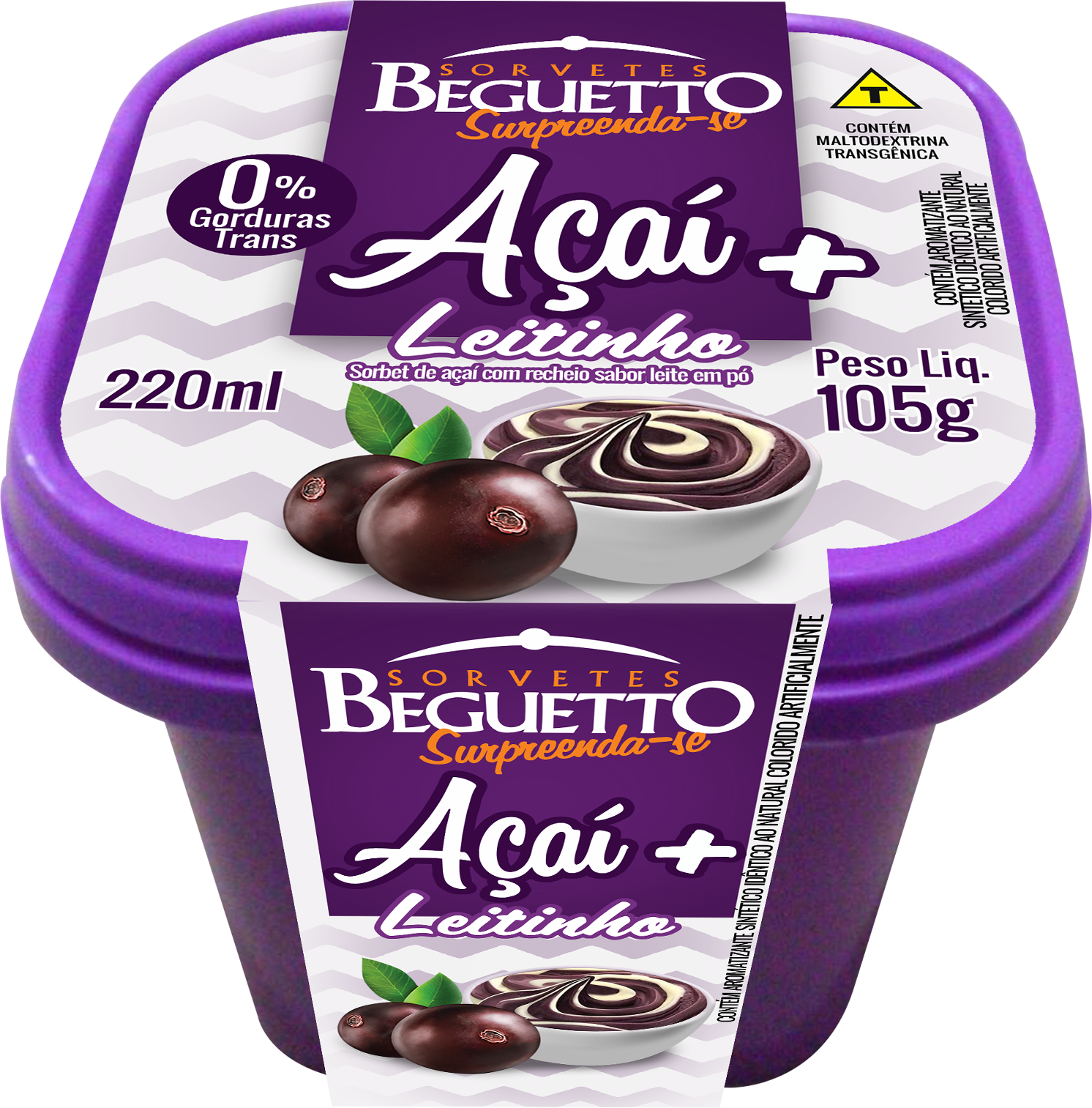 BEGUETTO - POTE 220ML - AÇAÍ COM LEITINHO